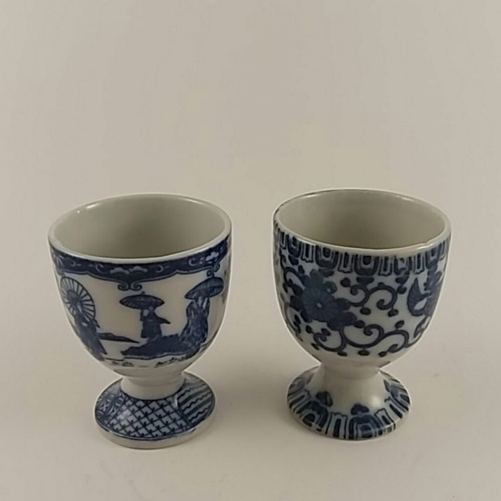 Blue and white pattern Japanese egg cups (1pair)
